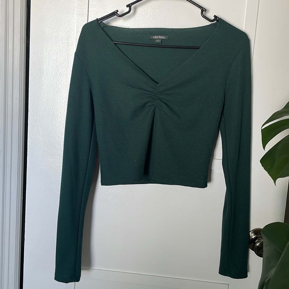 Wild Fable, size small long sleeve crop top with cinched neckline. Worn once.